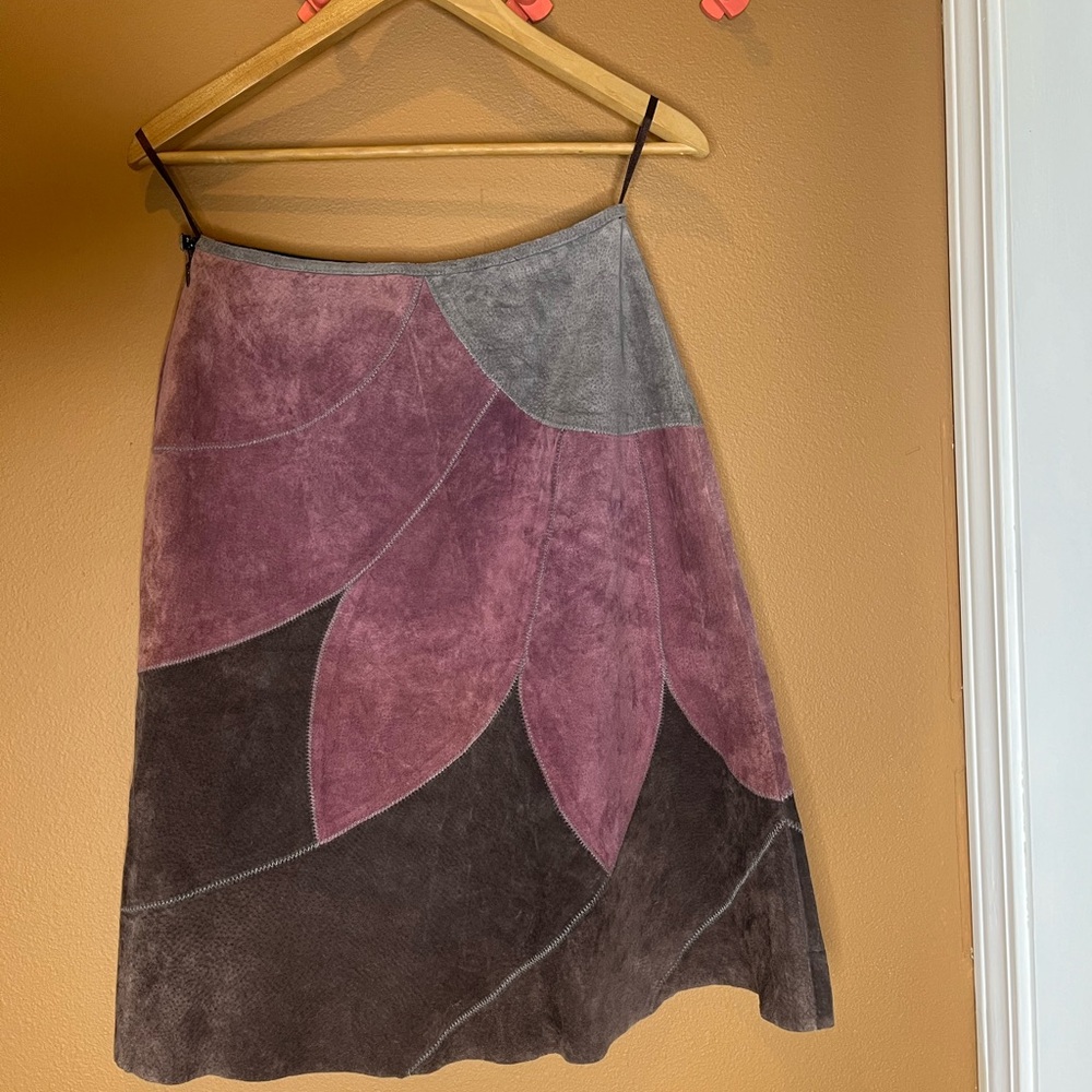 Bandolino Suede Floral A-Line Skirt
